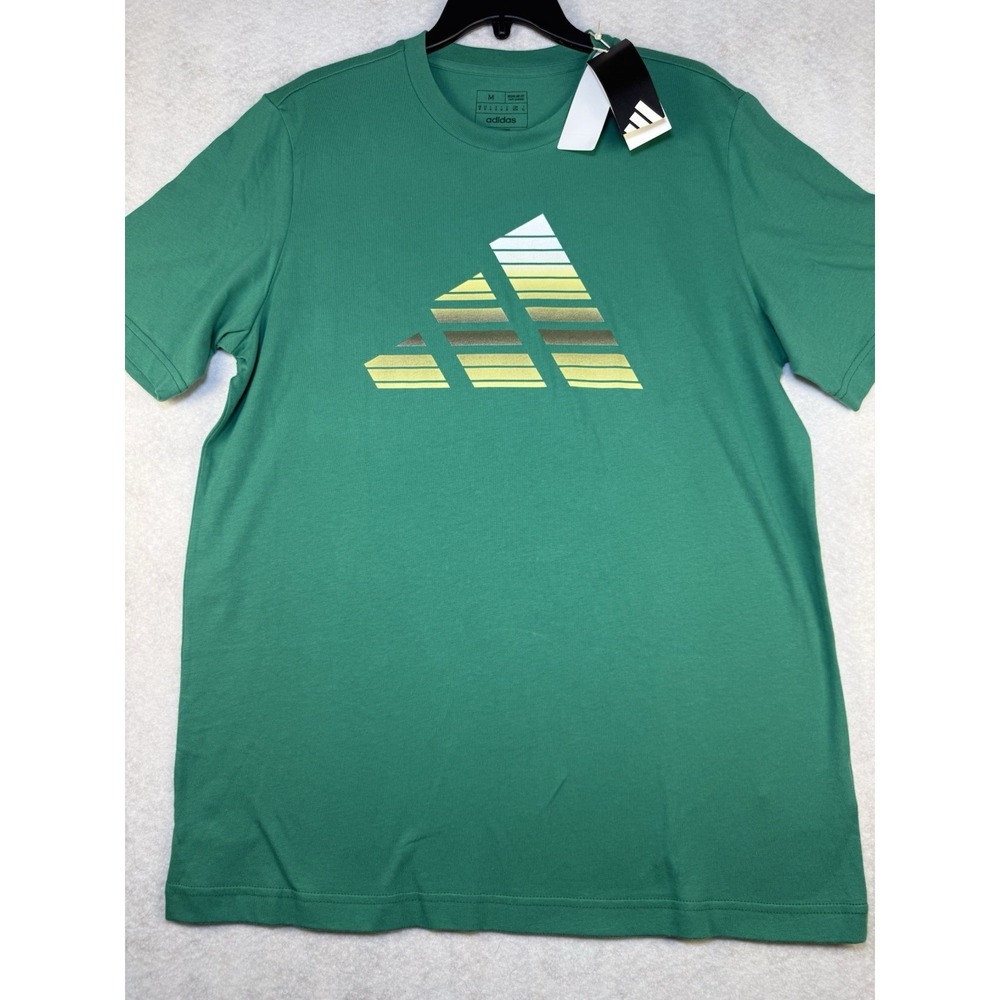 Adidas Mens Graphic Logo T-Shirt Green Regular Fit Size M NWT